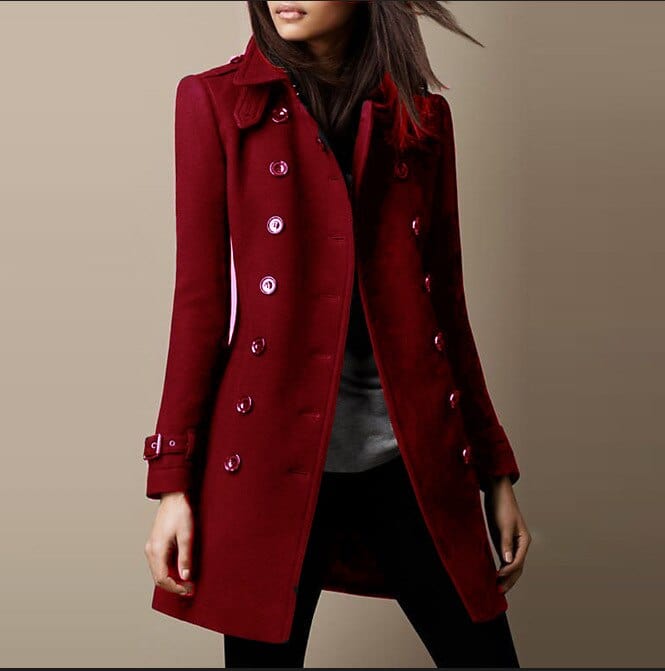Women's Trenchcoat for Women Double Breasted Outerwear Winter