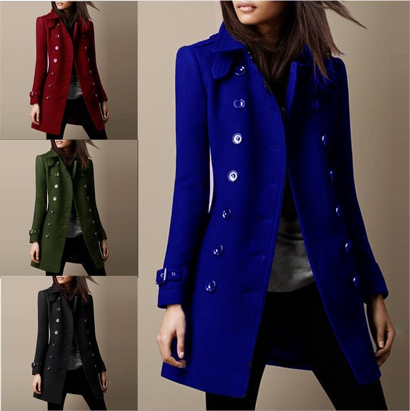 Women's Trenchcoat for Women Double Breasted Outerwear Winter