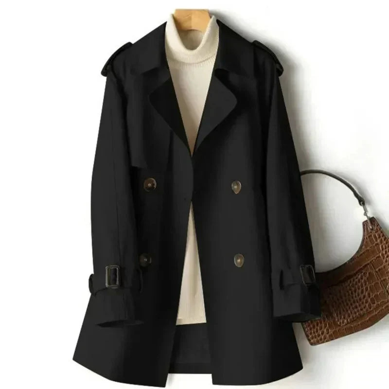 Women's Trenchcoat Belted Double Breasted Adjustable Cuffs Office