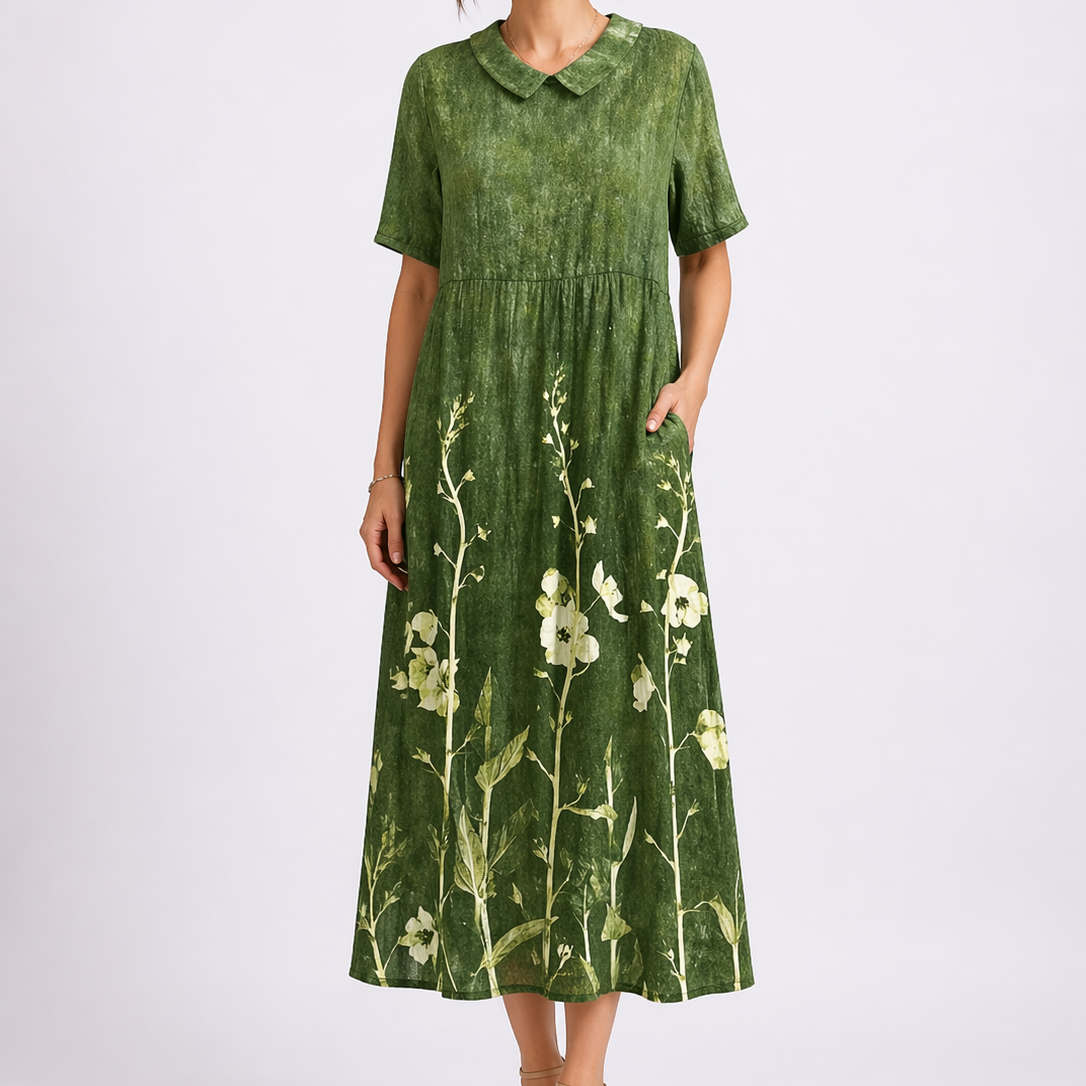 Floral Print V-Neck Midi Dress