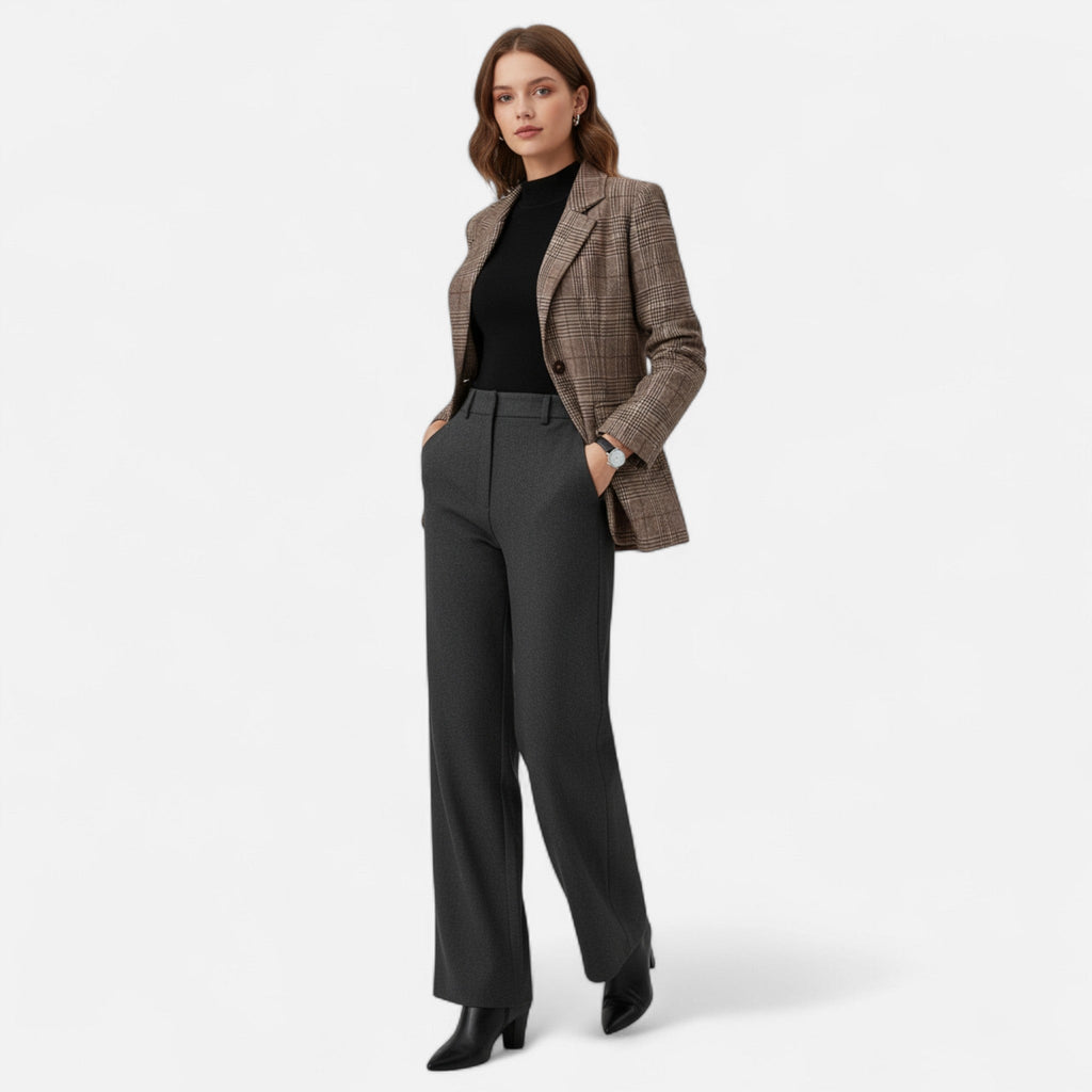Women's Blazer Plaid Single Breasted Tailored Fit Lined Office Evening