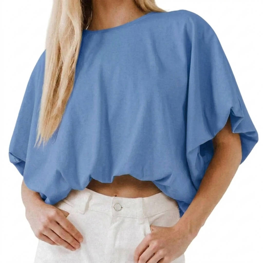 Crop top for women — cotton blend — puff sleeve — casual daily