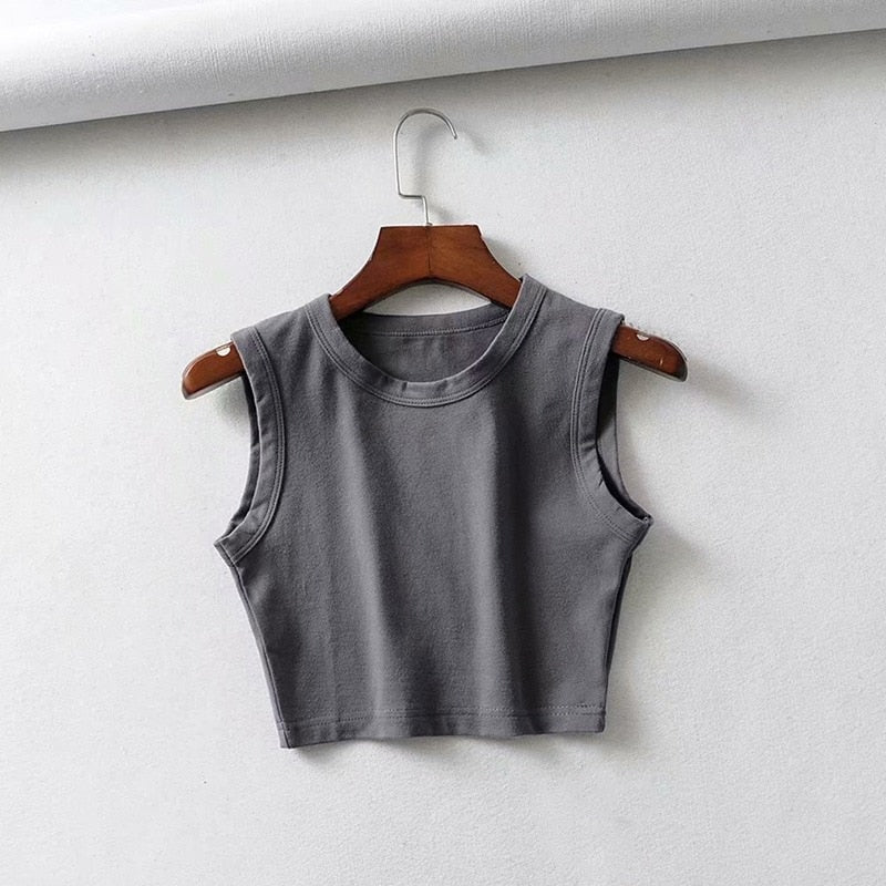 Women's sleeveless crop top | lightweight fitted style for daily wear