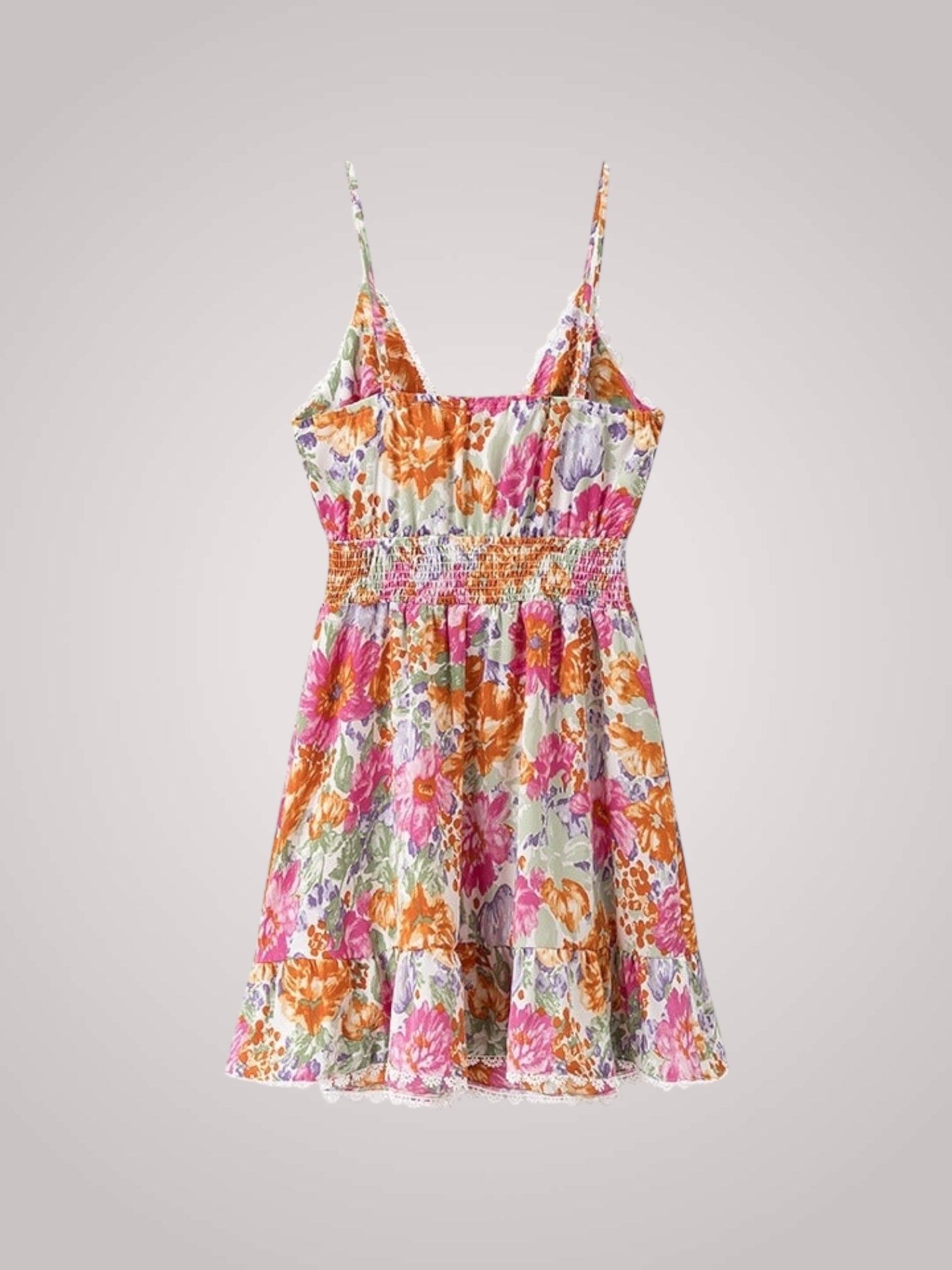 Floral Print Smocked Mini Dress