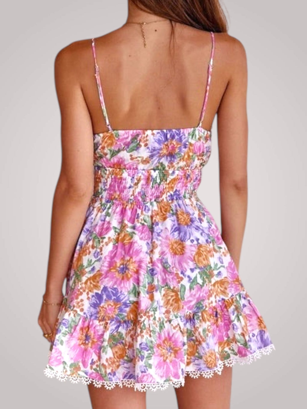 Floral Print Smocked Mini Dress