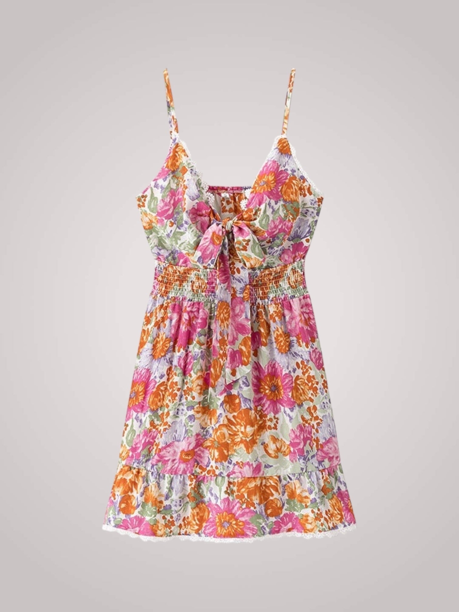 Floral Print Smocked Mini Dress