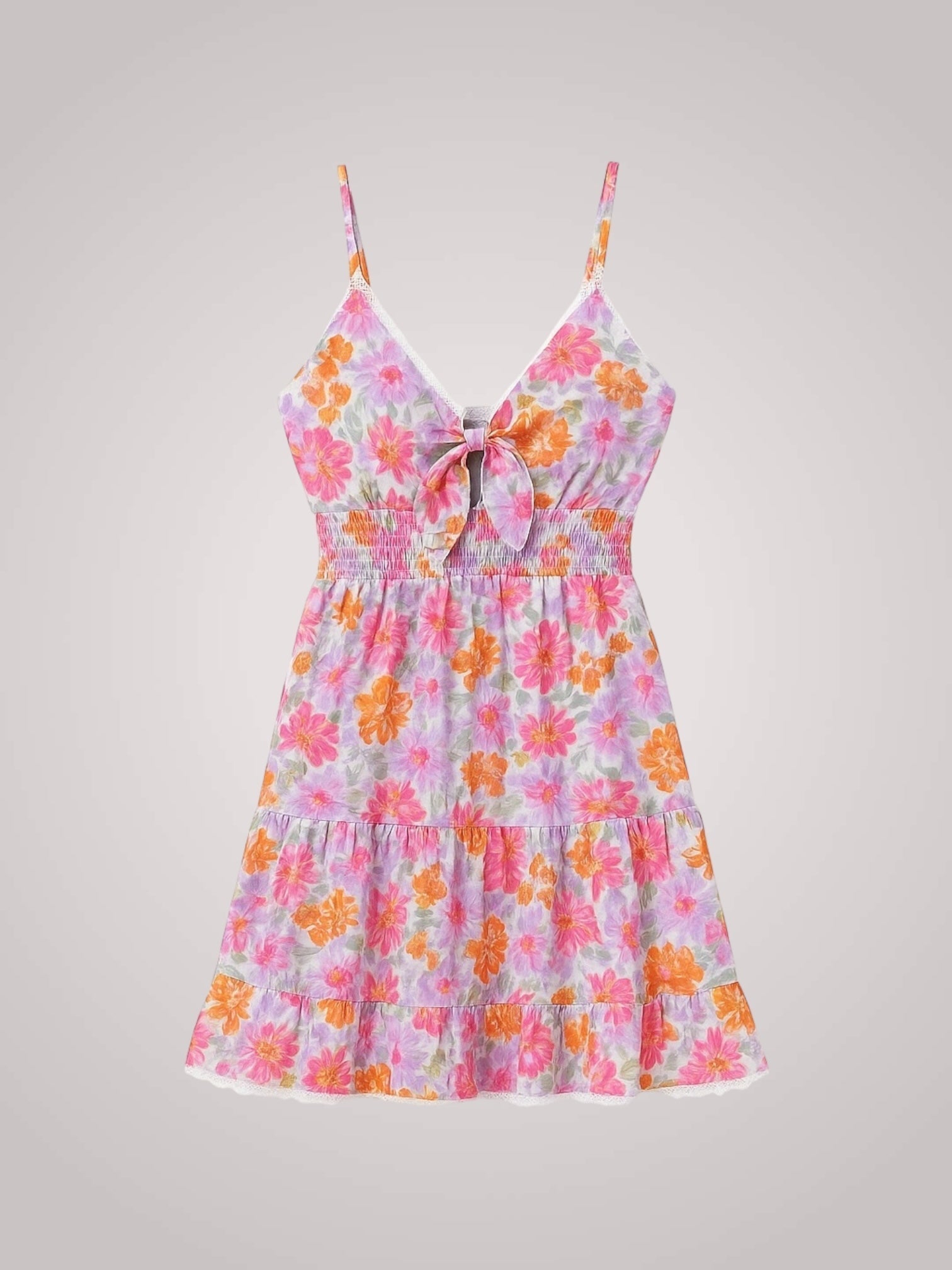 Floral Print Smocked Mini Dress