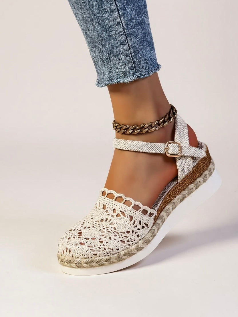 Women's ankle strap sandals - boho wedge espadrilles for casual daily wear