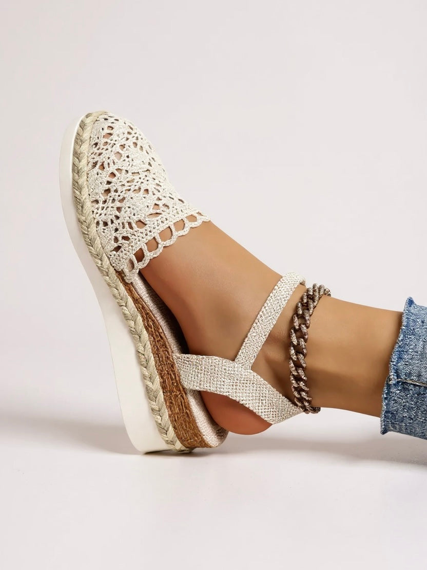 Women's ankle strap sandals - boho wedge espadrilles for casual daily wear