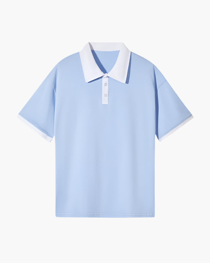 Men's polo shirt — contrast trim — relaxed fit — short sleeve casual daily wear