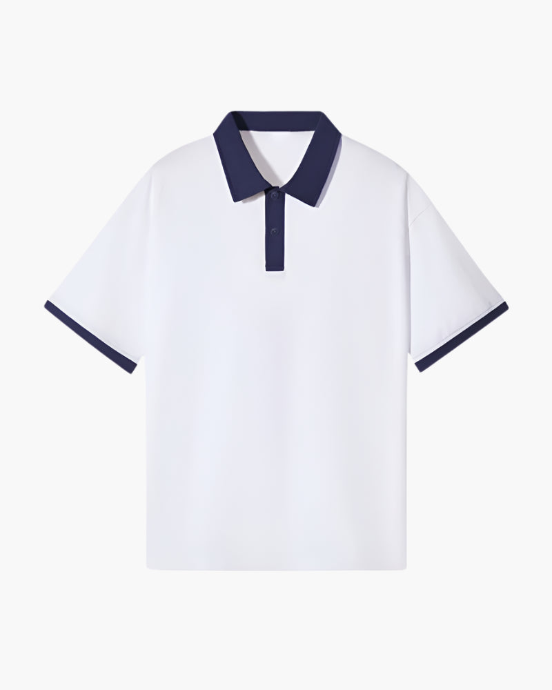 Men's polo shirt — contrast trim — relaxed fit — short sleeve casual daily wear