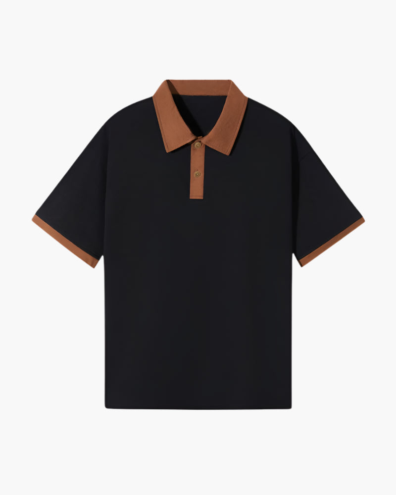 Men's polo shirt — contrast trim — relaxed fit — short sleeve casual daily wear