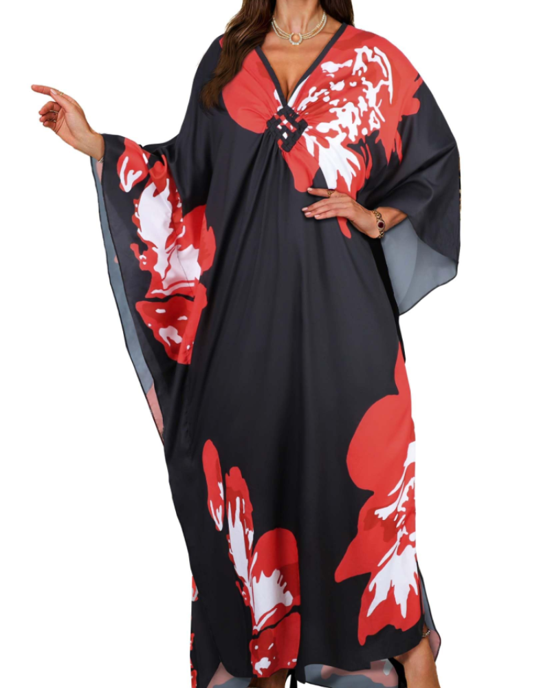 Women's kimono maxi dress with batwing sleeves — beach holiday
