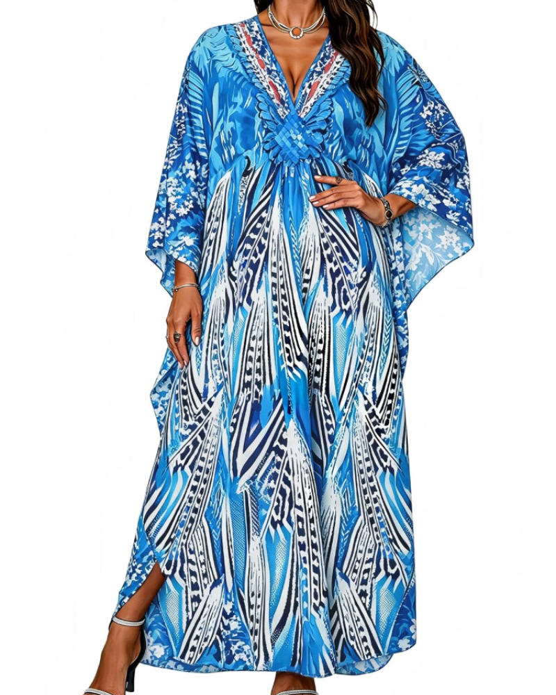 Women's kimono maxi dress with batwing sleeves — beach holiday