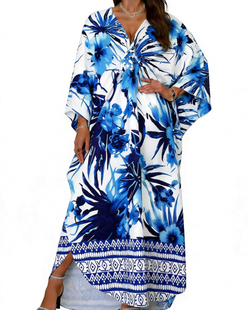 Women's kimono maxi dress with batwing sleeves — beach holiday