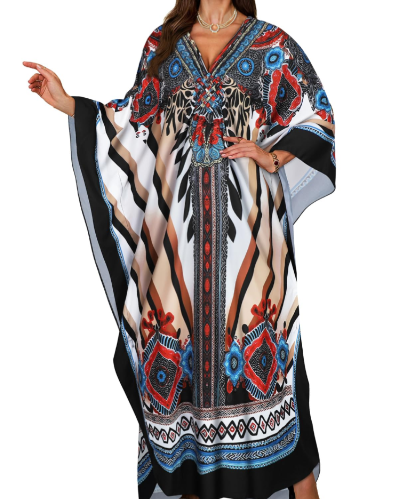 Women's kimono maxi dress with batwing sleeves — beach holiday