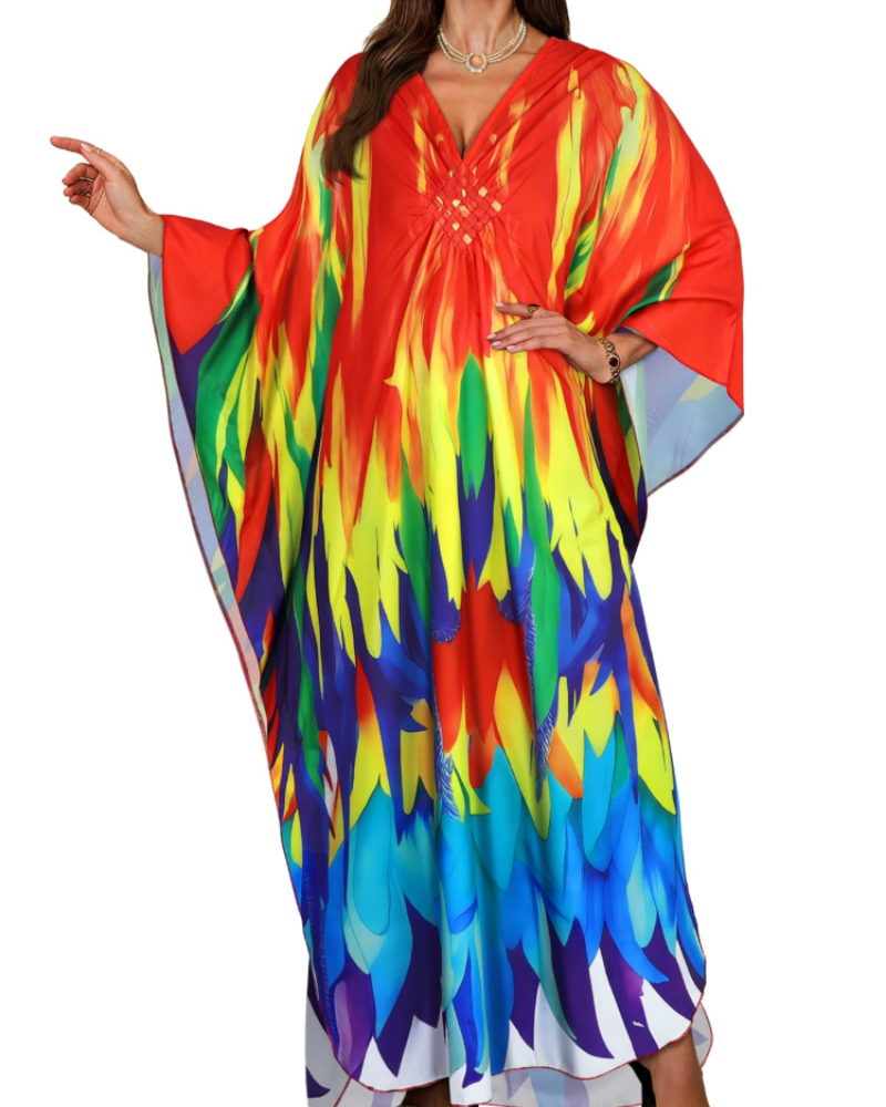 Women's kimono maxi dress with batwing sleeves — beach holiday