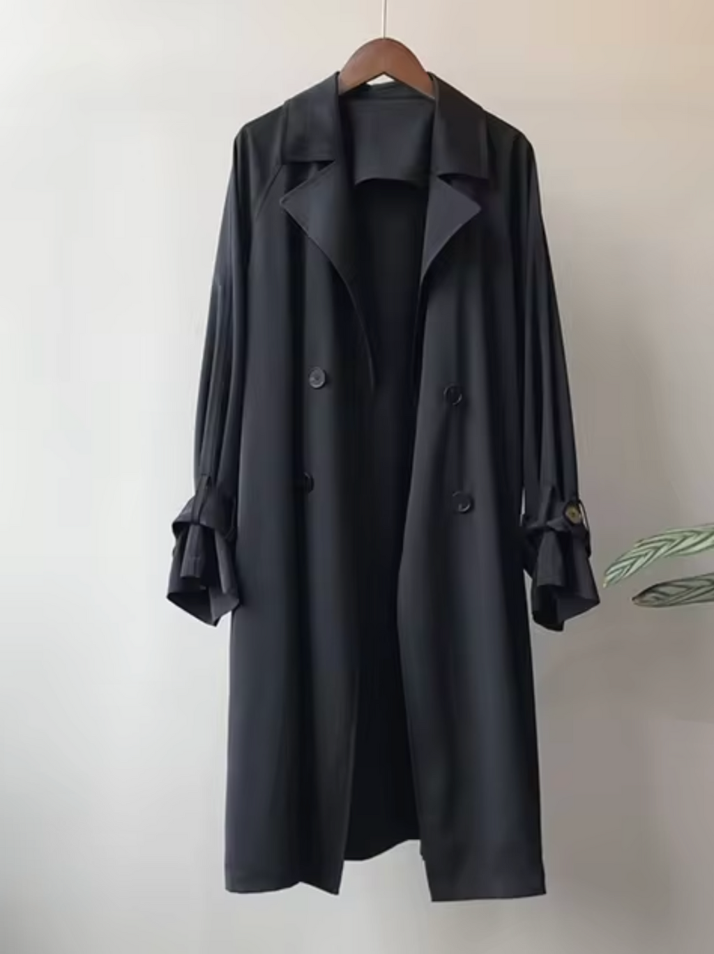 Women's Trench Coat Waterproof Double-Breasted Lapel Collar Business Casual