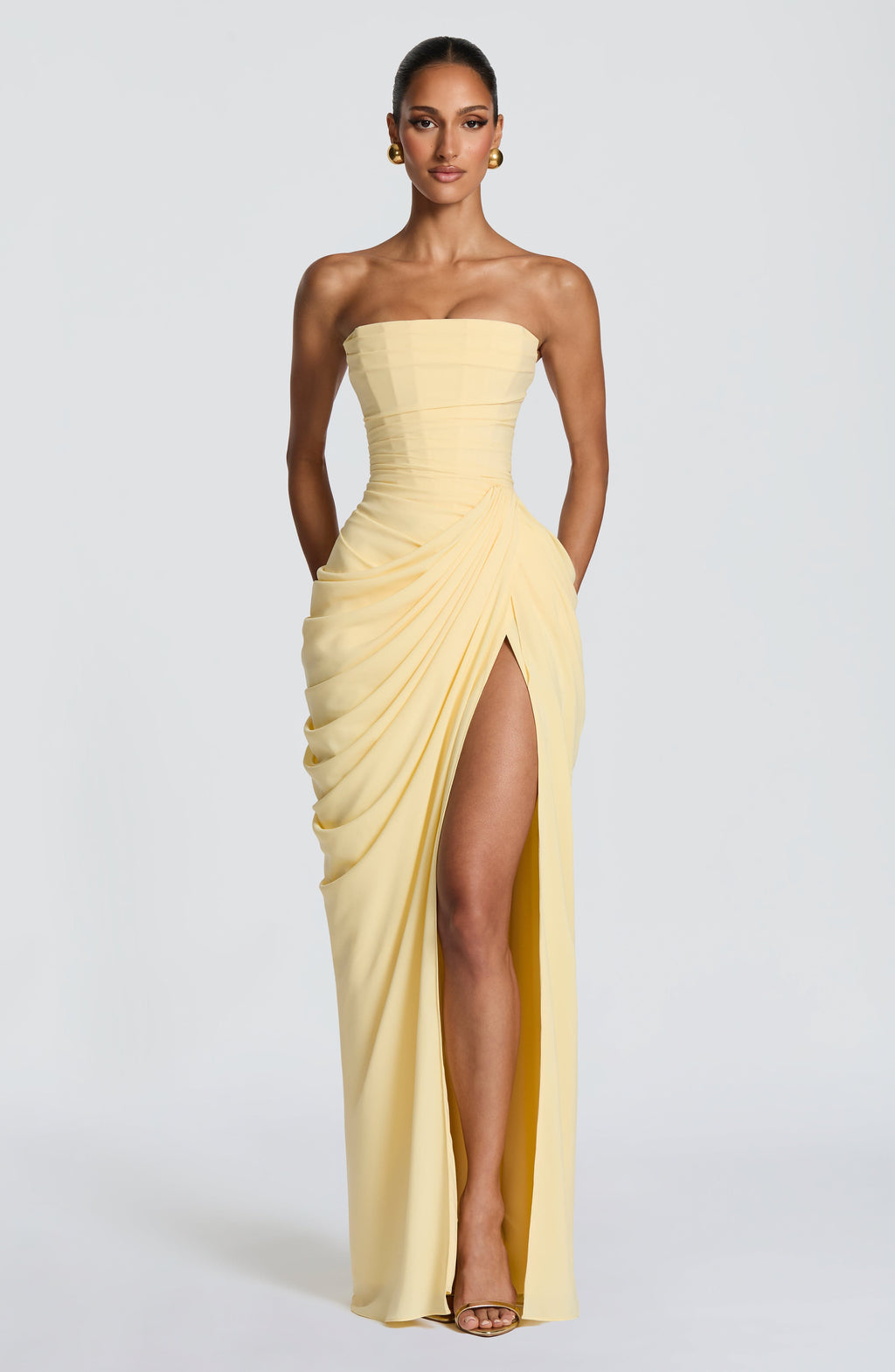 Women's strapless maxi dress - corset column skirt - formal events