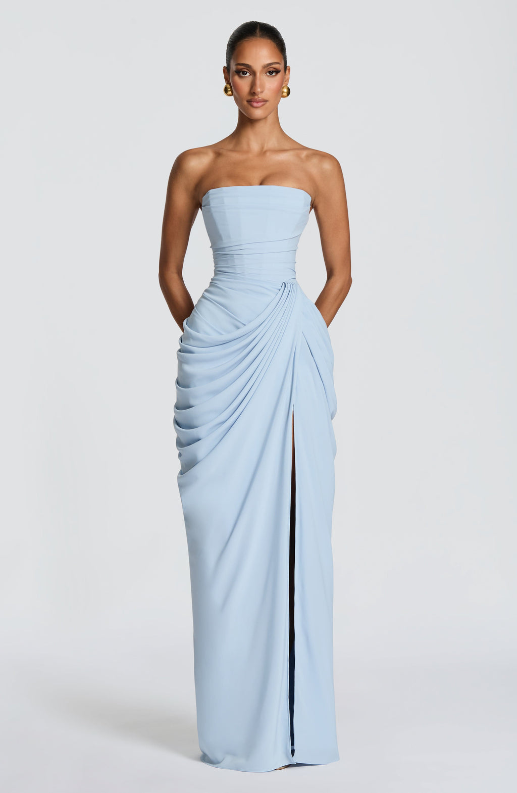 Women's strapless maxi dress - corset column skirt - formal events