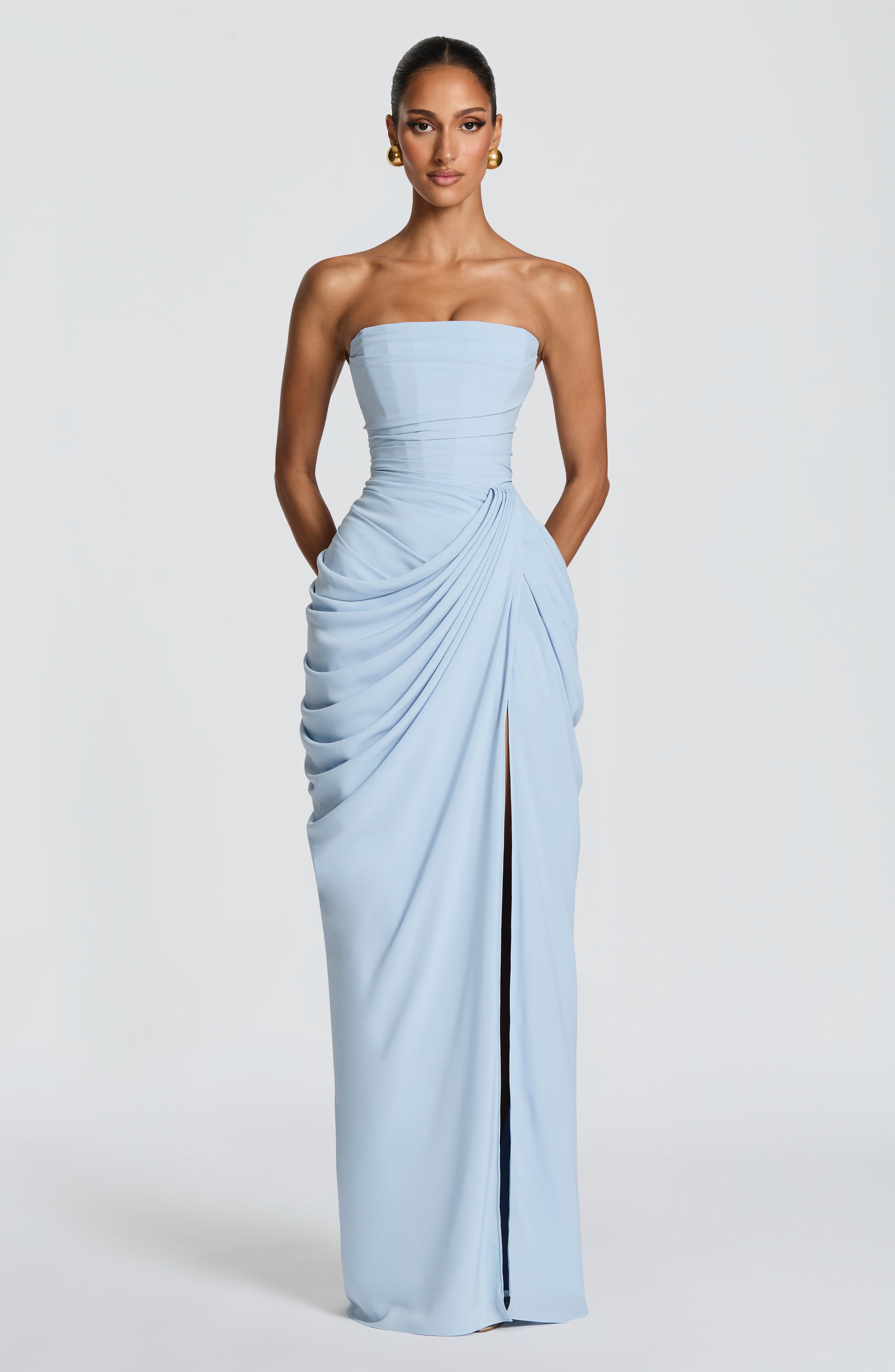 Women's strapless maxi dress - corset column skirt - formal events
