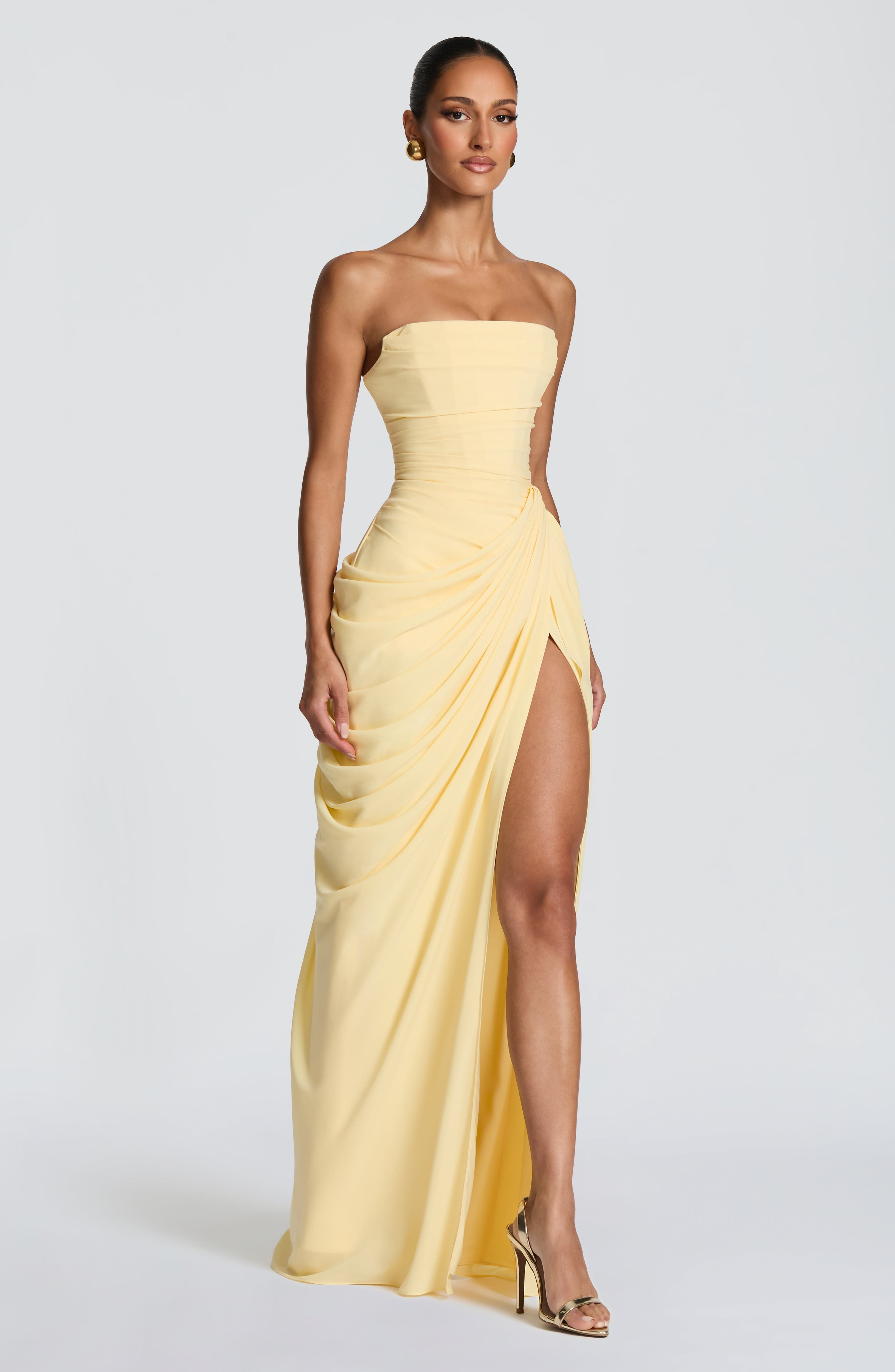 Women's strapless maxi dress - corset column skirt - formal events