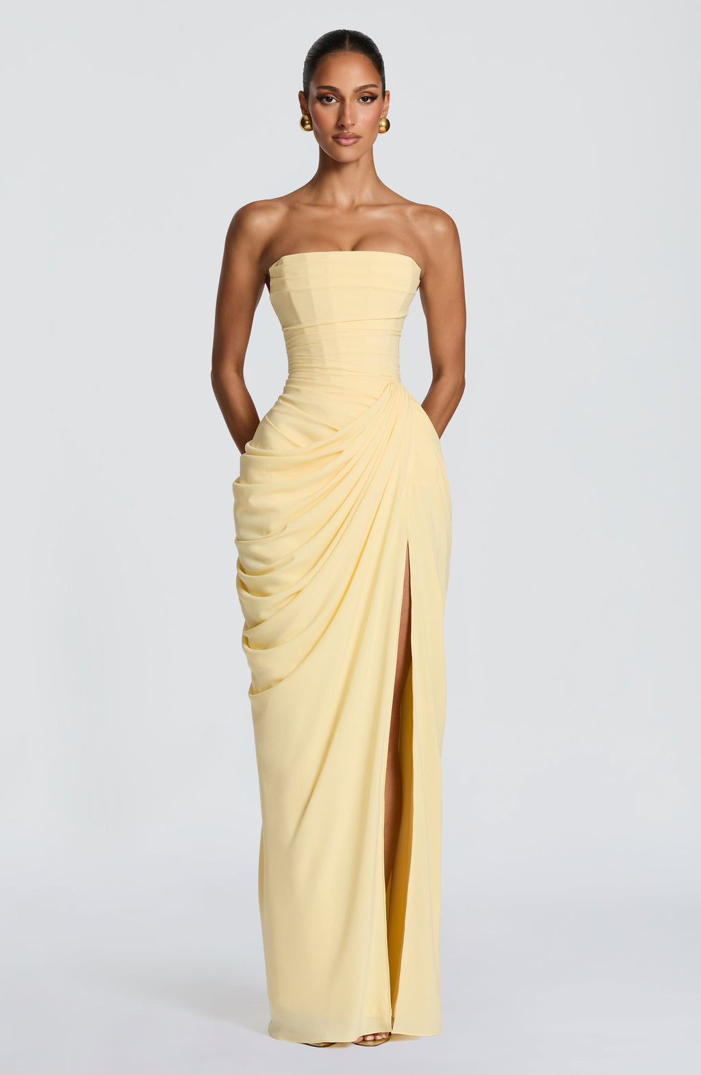 Women's strapless maxi dress - corset column skirt - formal events