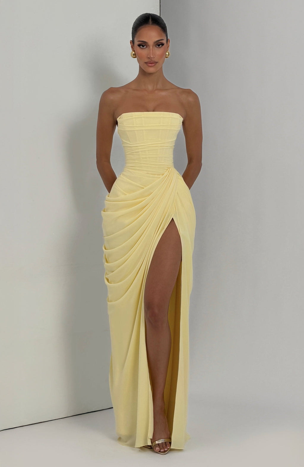 Women's strapless maxi dress - corset column skirt - formal events
