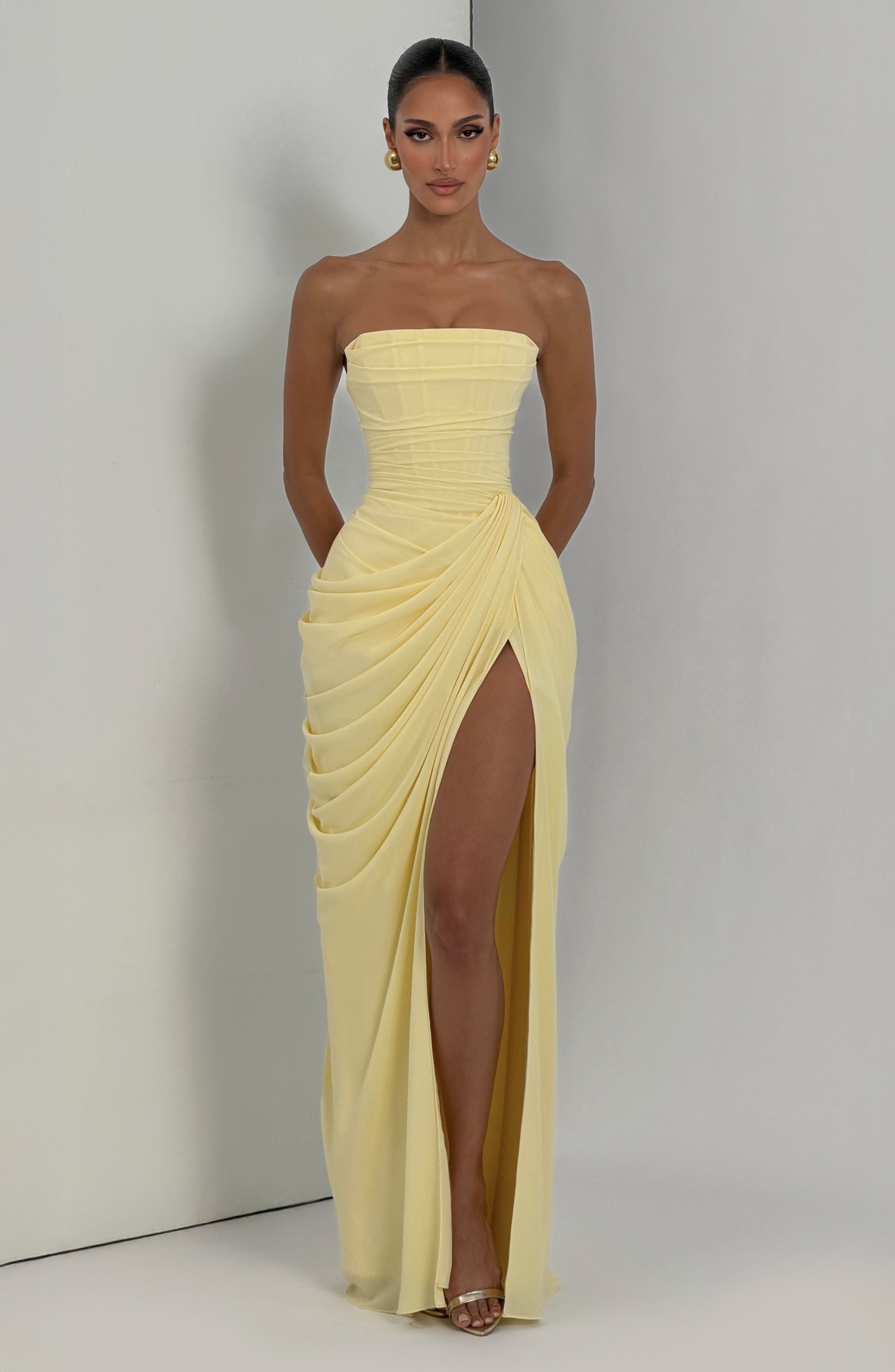 Women's strapless maxi dress - corset column skirt - formal events