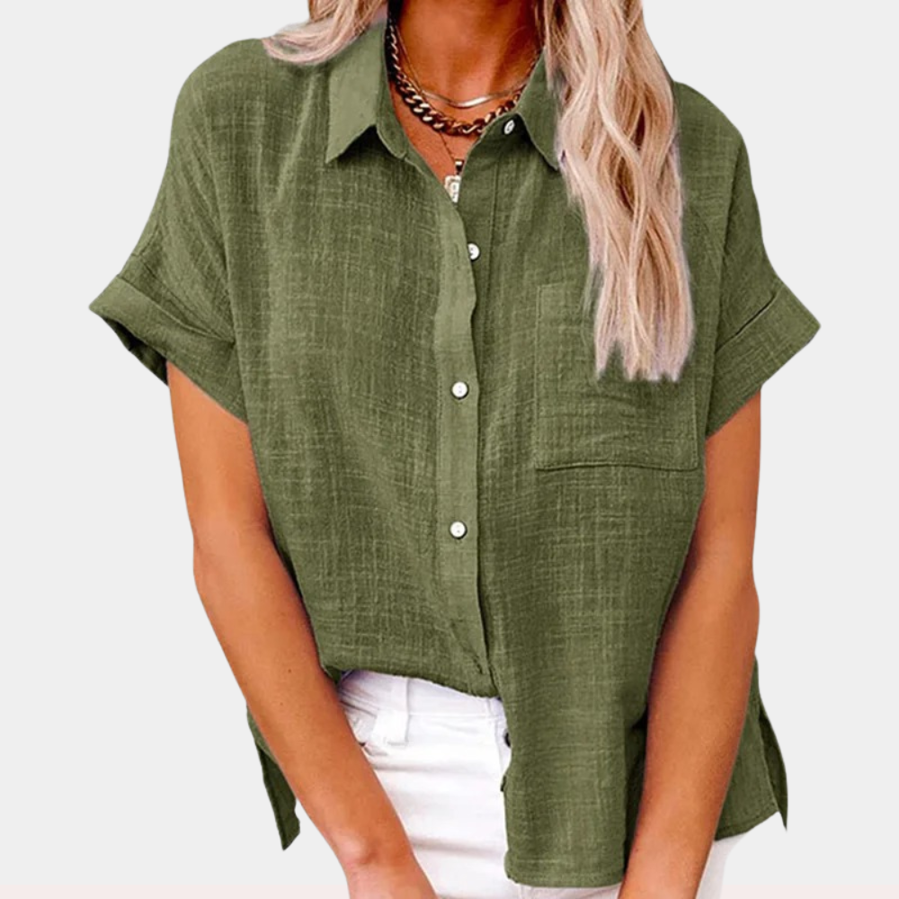 Women's linen blouse relaxed fit button down
