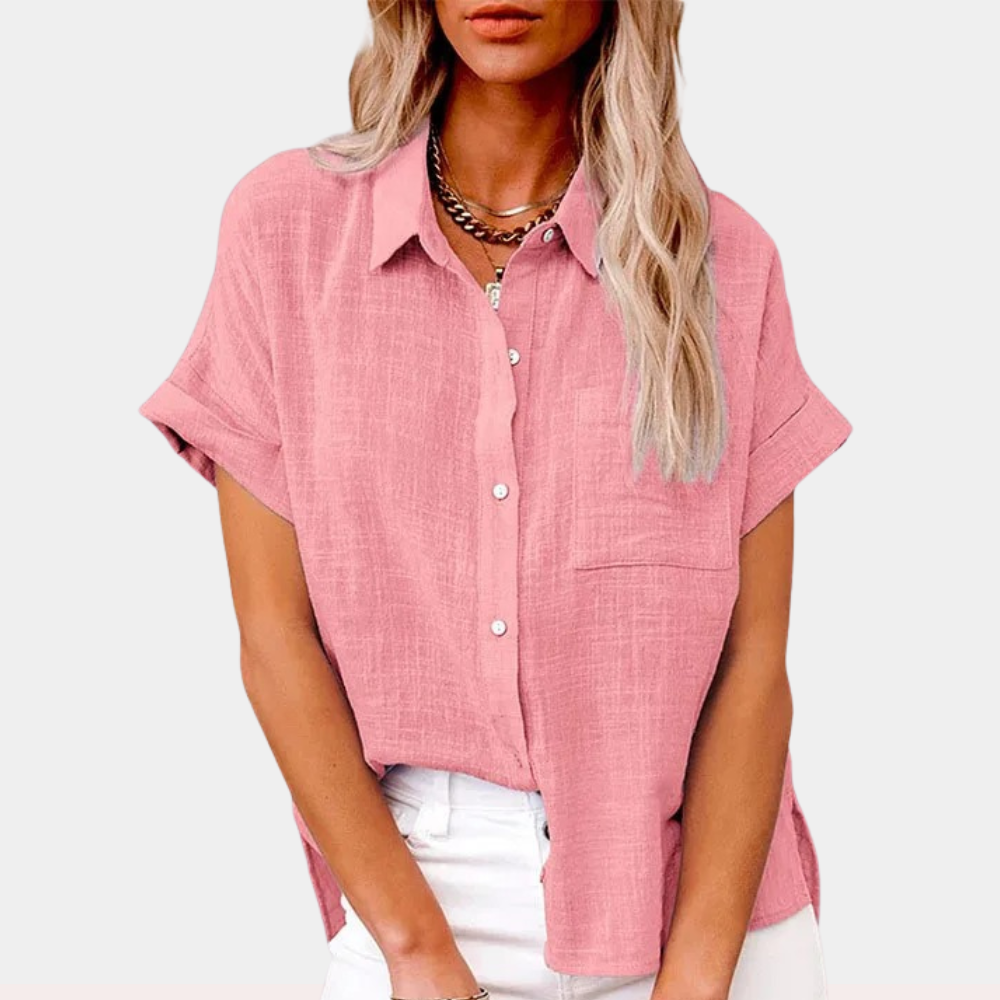 Women's linen blouse relaxed fit button down