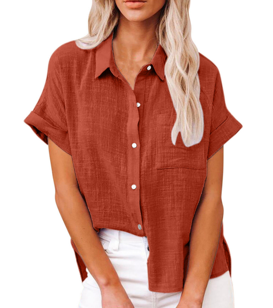 Women's linen blouse relaxed fit button down