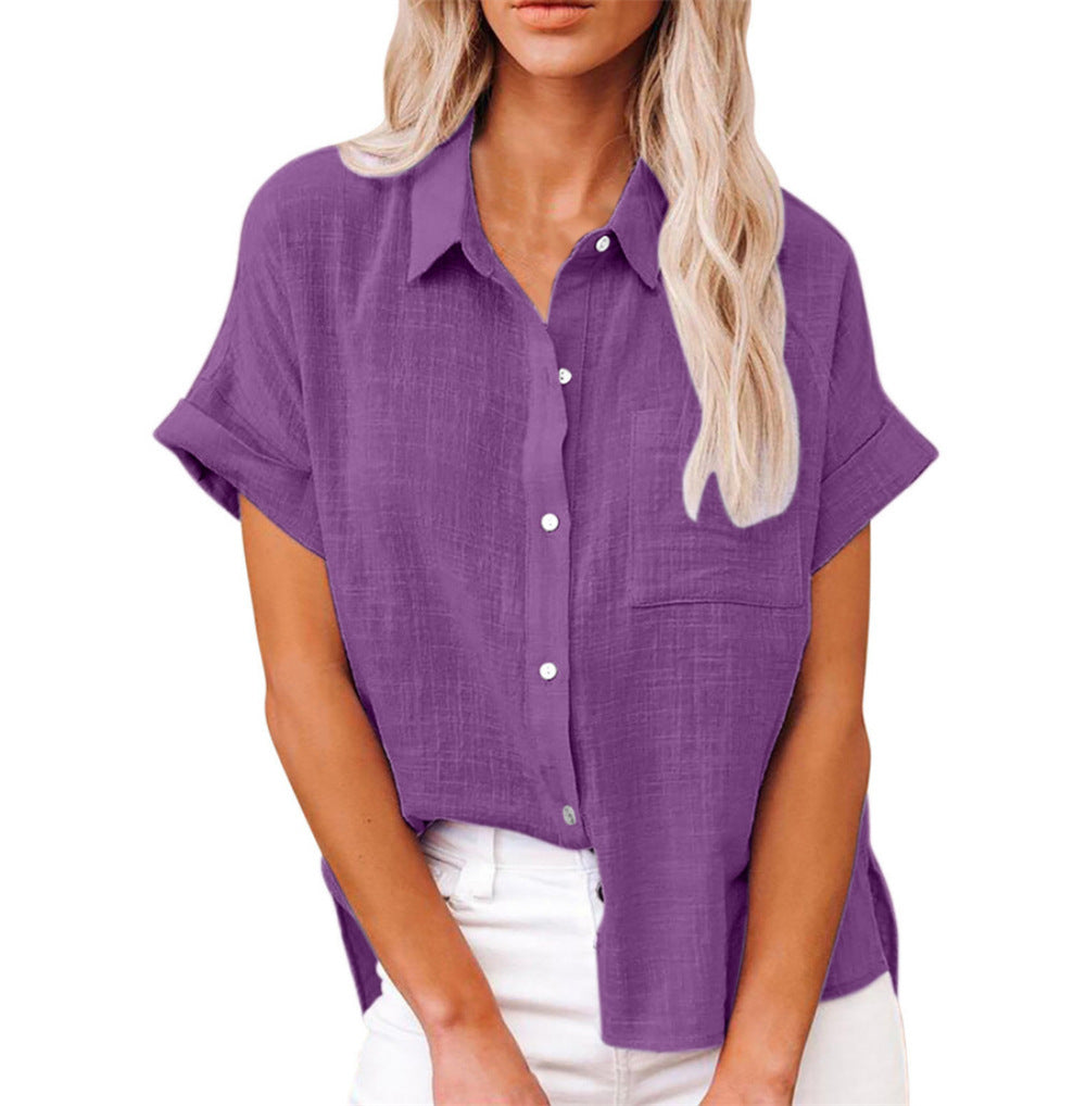 Women's linen blouse relaxed fit button down