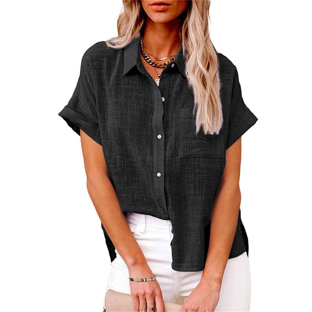 Women's linen blouse relaxed fit button down