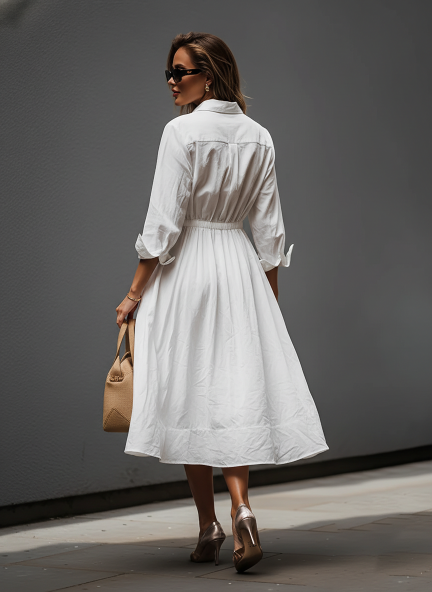 Linen Midi Shirt Dress