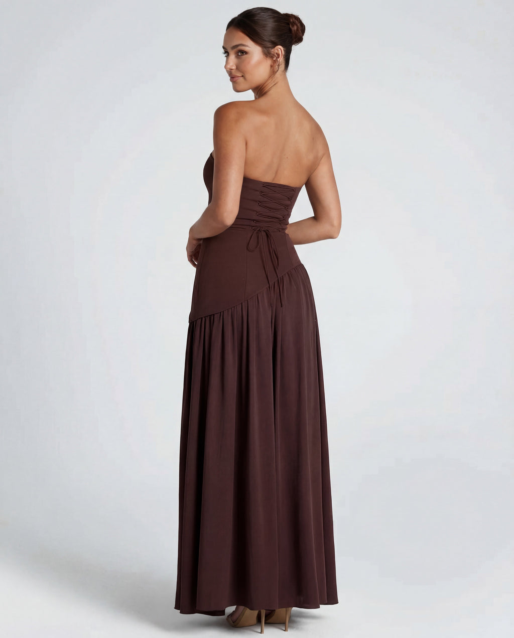 Women's strapless maxi dress | Thigh-high split for evening occasions