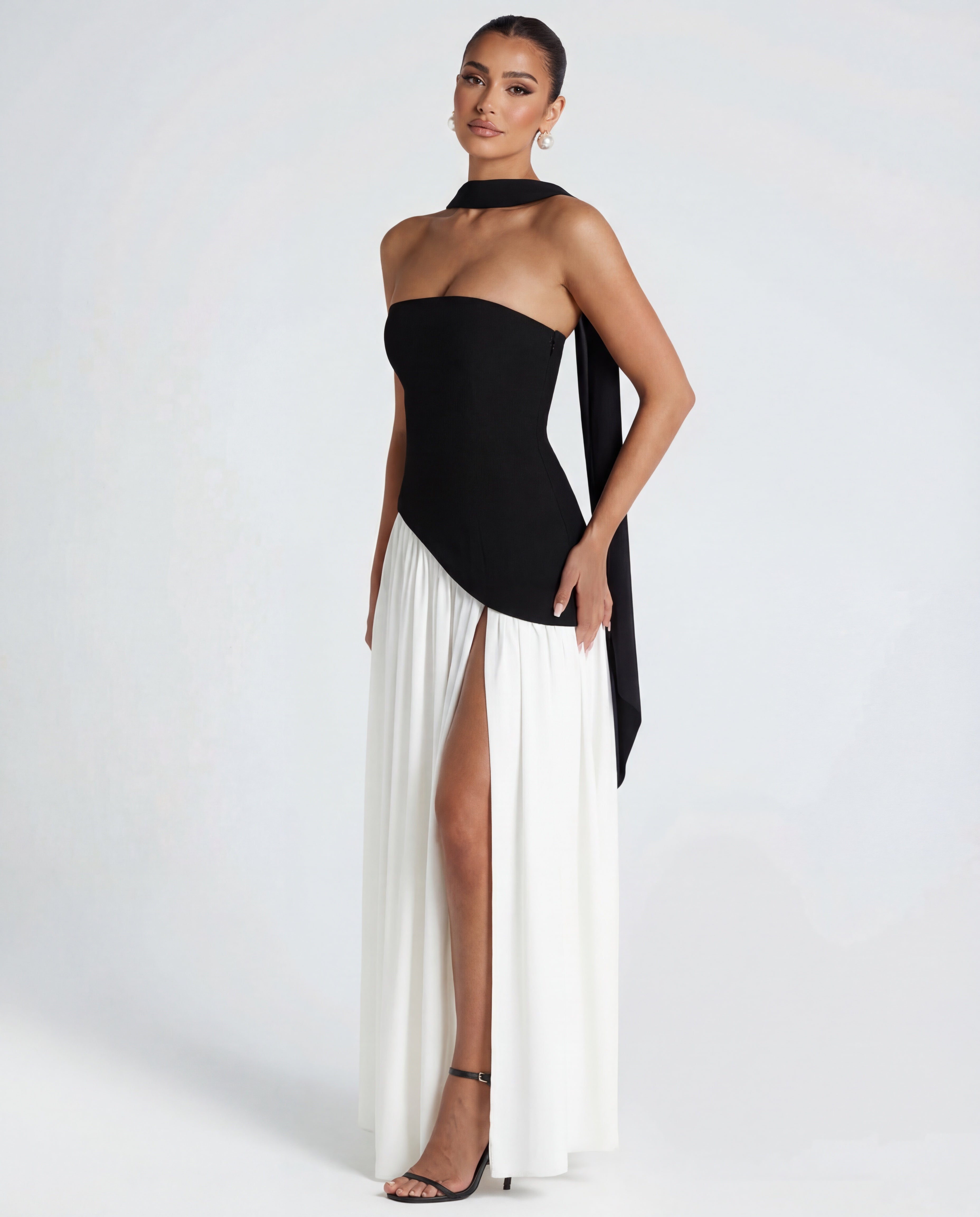 Women's strapless maxi dress | Thigh-high split for evening occasions