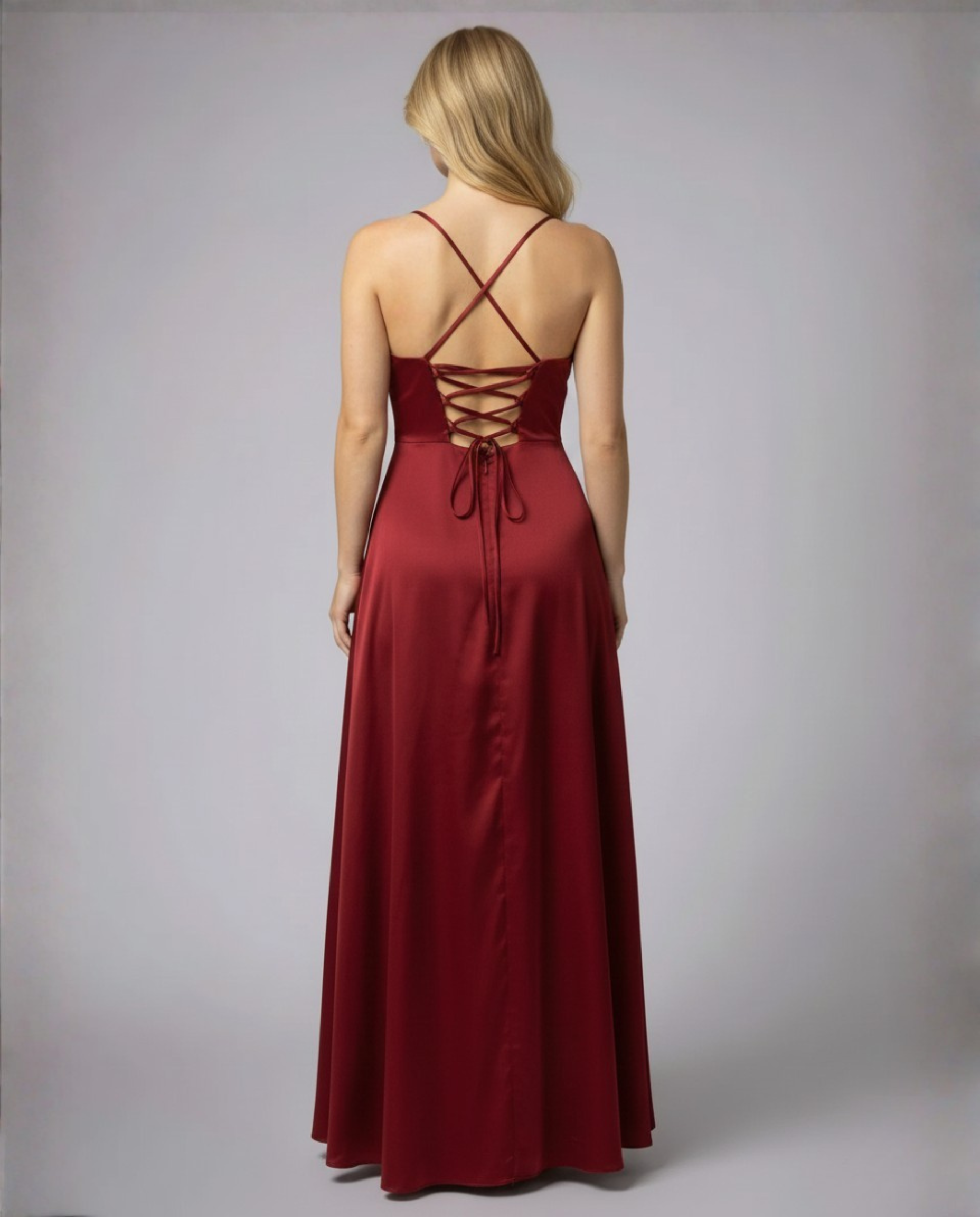 Women's formal long dress - sleek column silhouette with slit - special occasion