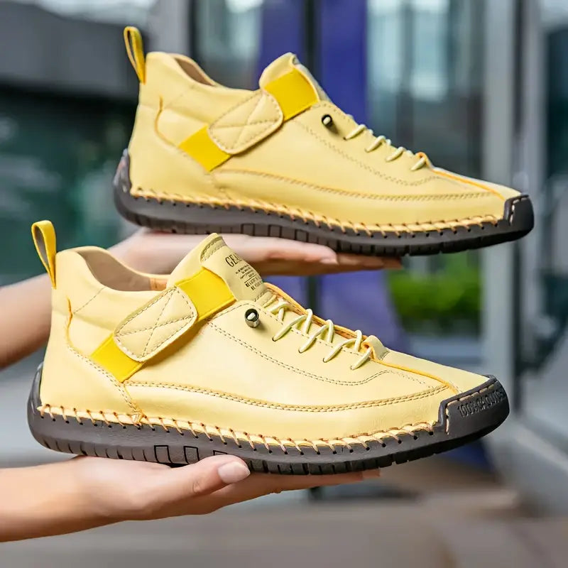 Women’s lightweight walking sneakers — leather slip-on daily trainers