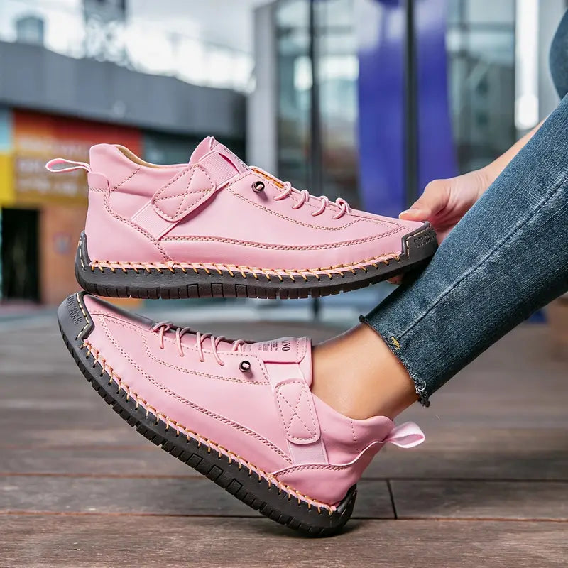 Women’s lightweight walking sneakers — leather slip-on daily trainers