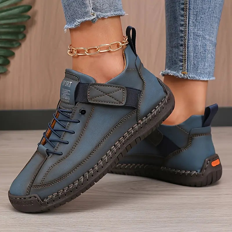 Women’s lightweight walking sneakers — leather slip-on daily trainers