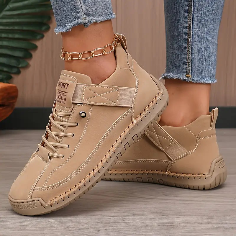 Women’s lightweight walking sneakers — leather slip-on daily trainers
