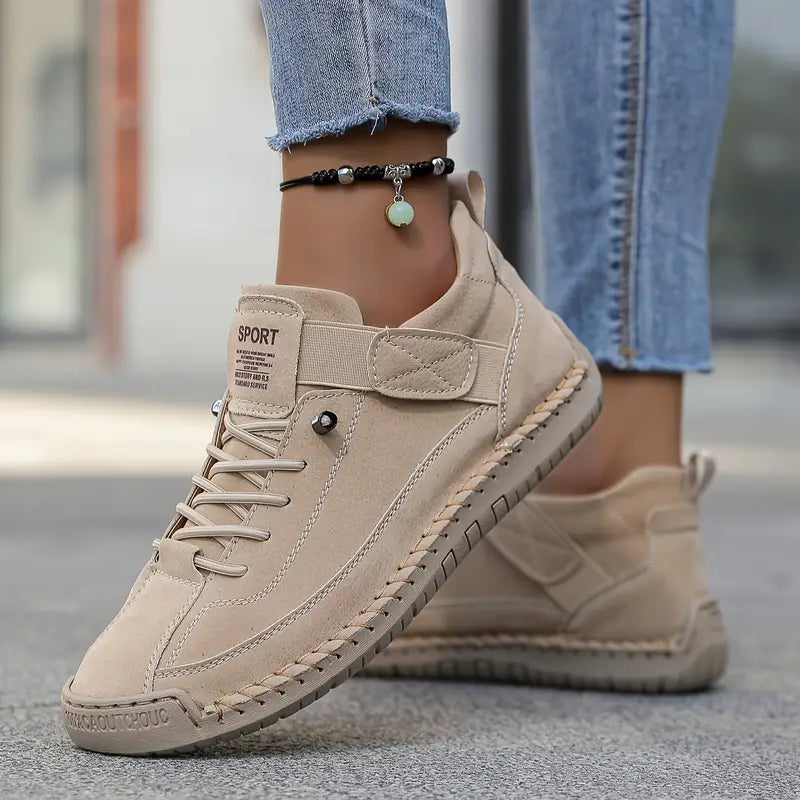 Women’s lightweight walking sneakers — leather slip-on daily trainers