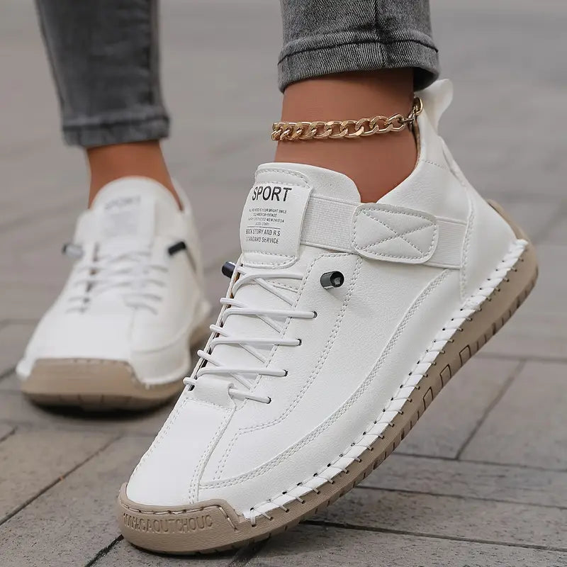 Women’s lightweight walking sneakers — leather slip-on daily trainers