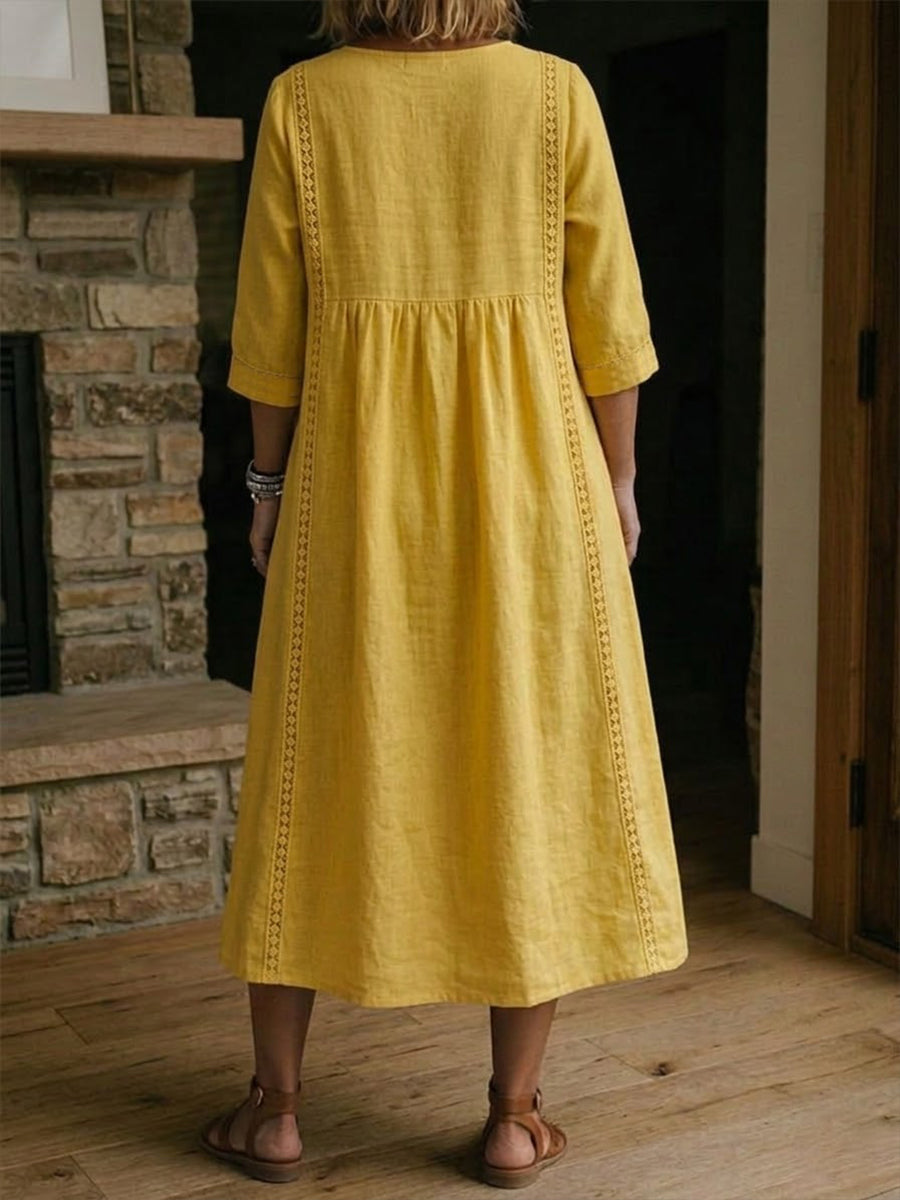 Women's casual midi dress V-neck loose fit