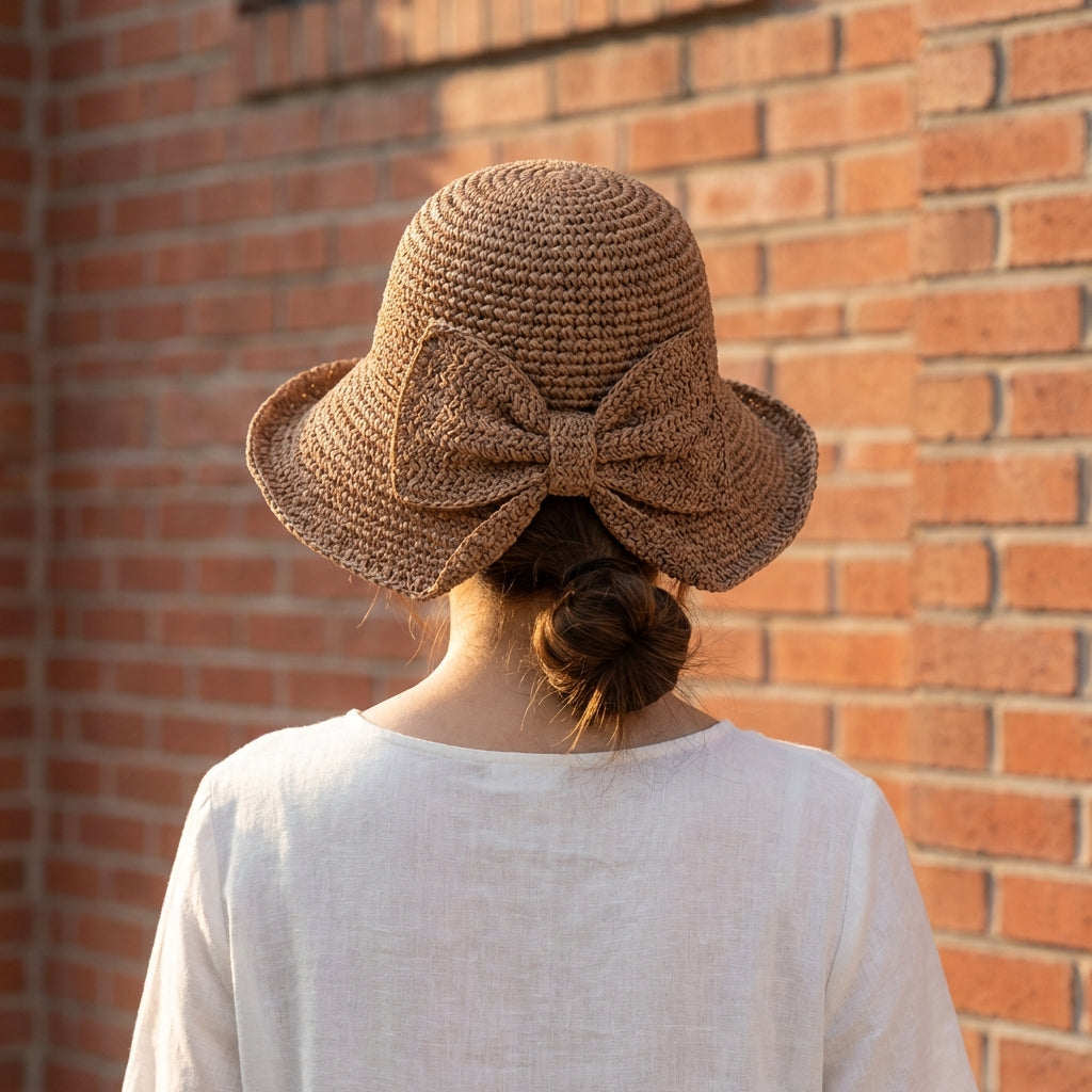 Women's wide-brim hat - relaxed fit braided straw - beach sun protection
