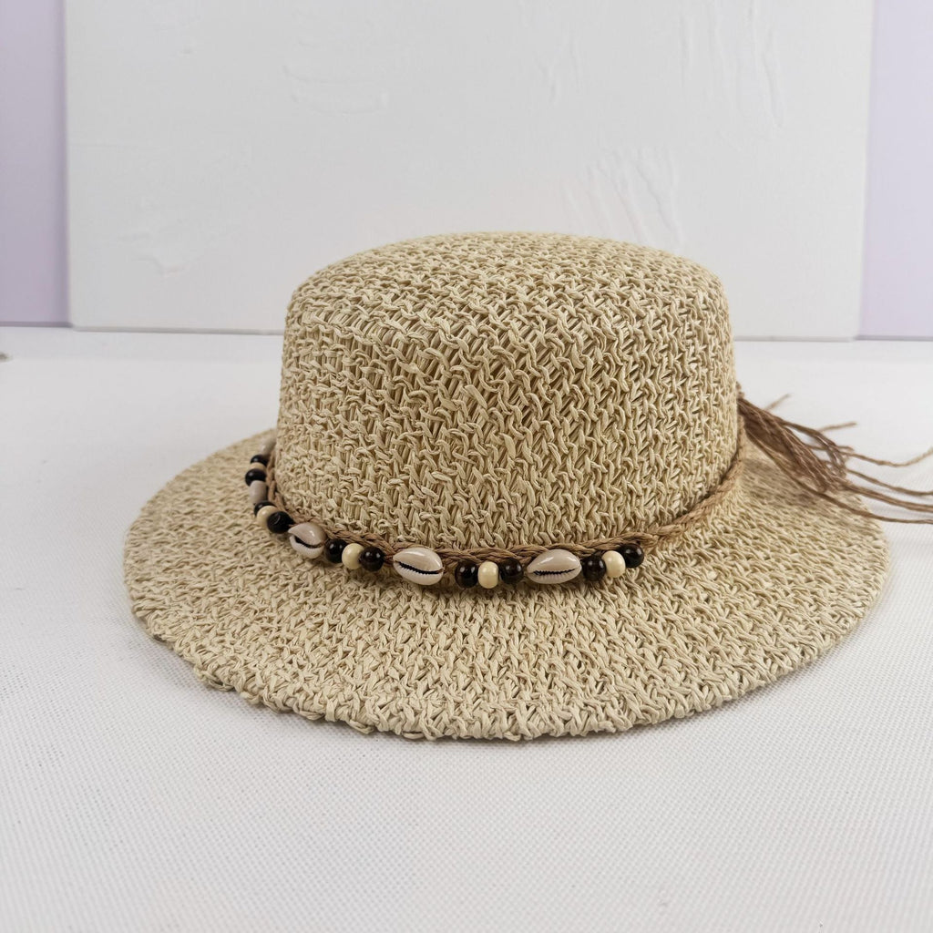 Women's wide-brim hat - straw woven texture - beach protection