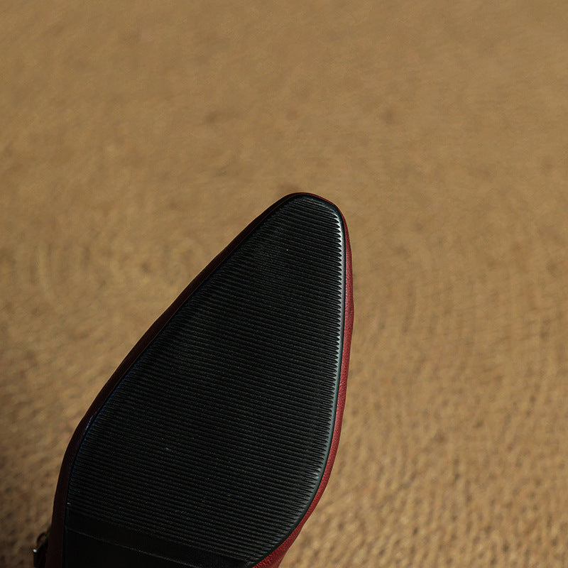 Women’s leather mary jane mules — pointed toe slip on office footwear