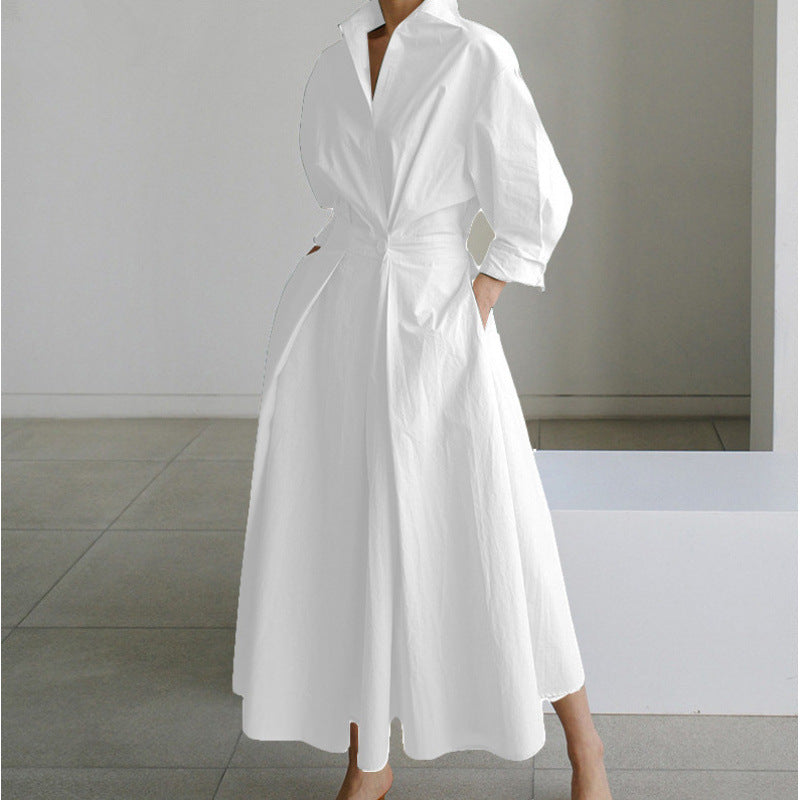 Wrap Front Collared Maxi Dress