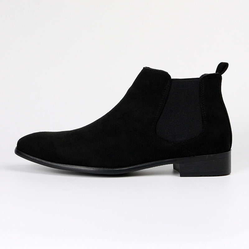 Women's Chelsea Boots Faux Suede Block Heel Elastic Panel Slip On Office Casual